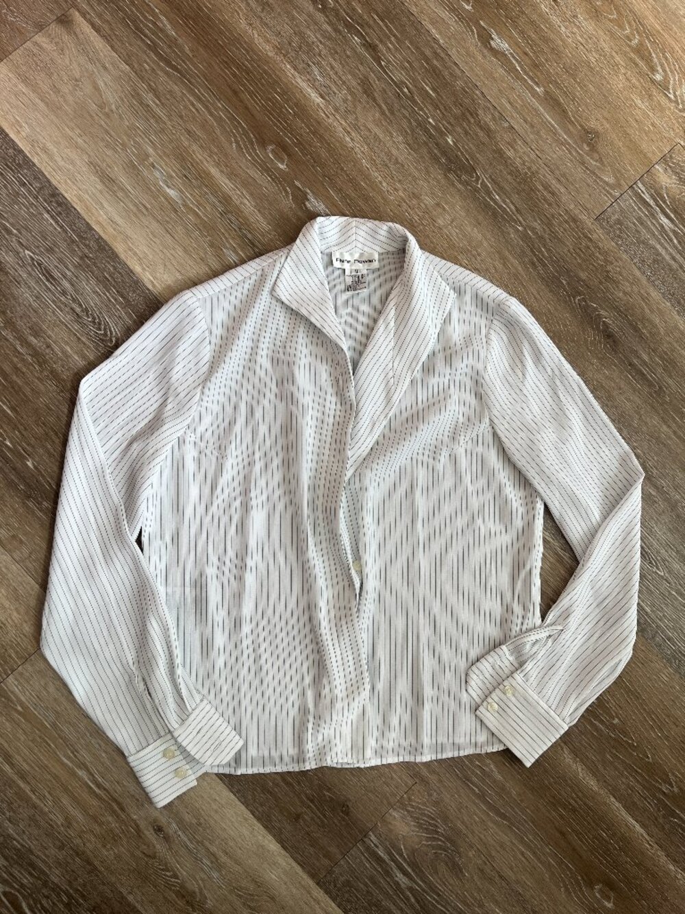 White Pinstriped Silky Office Corporate Interview Blouse